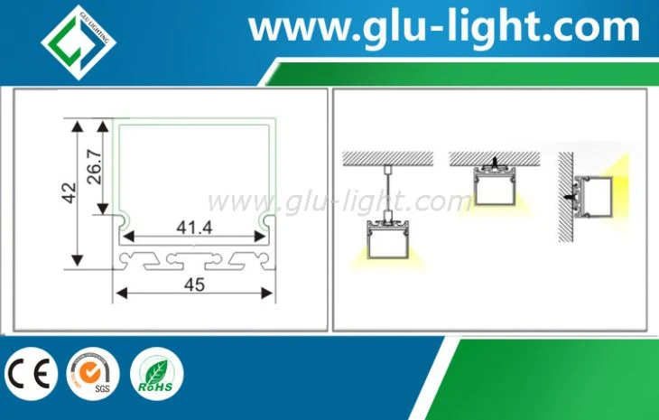 Aluminum led Profile For Led Light Bar, recessed linear alu led profile